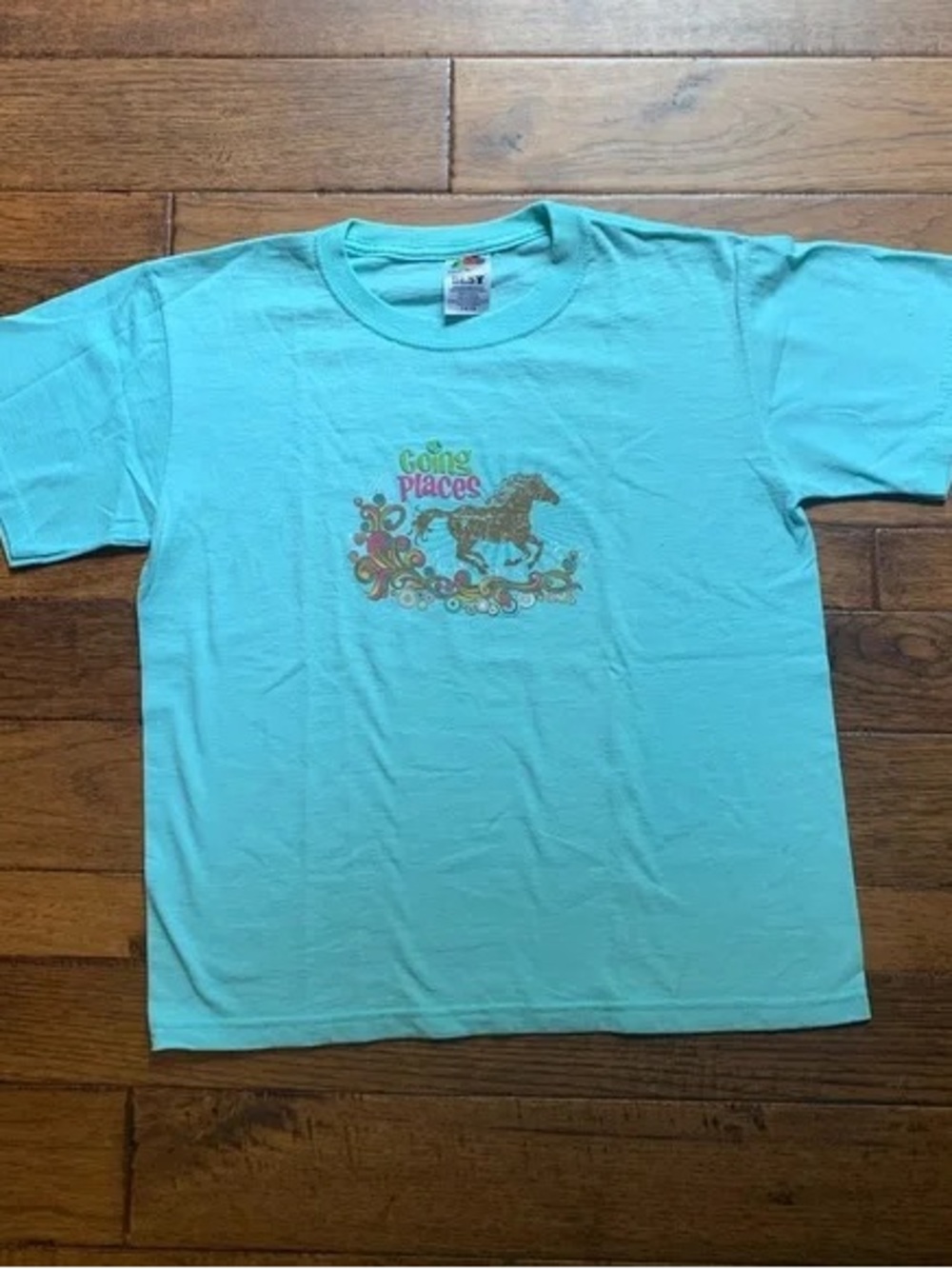 Youth Turquoise 'Going Places' Horse Graphic Tee